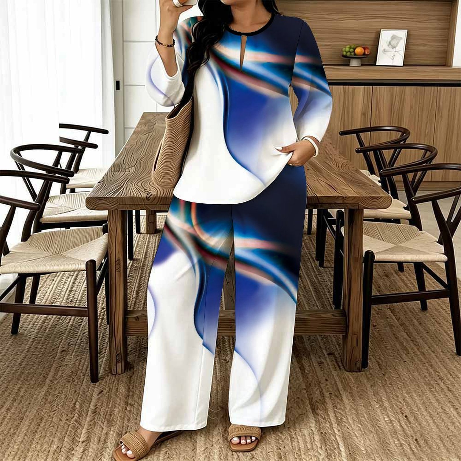 Summer Clothing Capsule - طقم نسائي كاجوال مطبوع من قطعتين