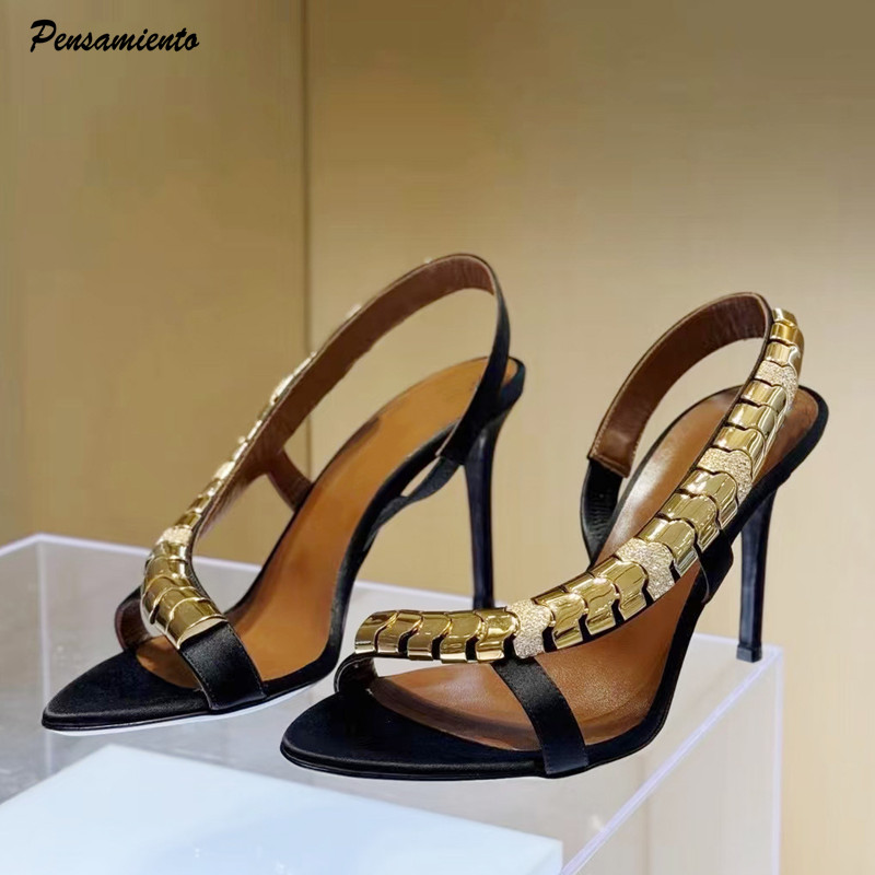 Summer Clothing Stores - صنادل نسائية فاخرة مرصعة بالأحجار الكريمة