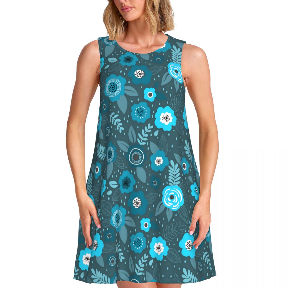 Summer Clothing Ideas For Women - فستان كاجوال أنيق بنقشة زهور صغيرة،