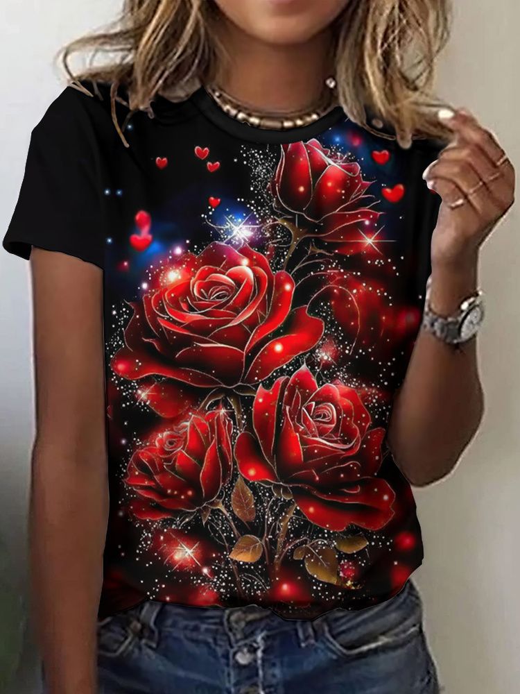 Summer Rose Clothing - قمصان صيفية بنقشة ورود ثلاثية الأبعاد