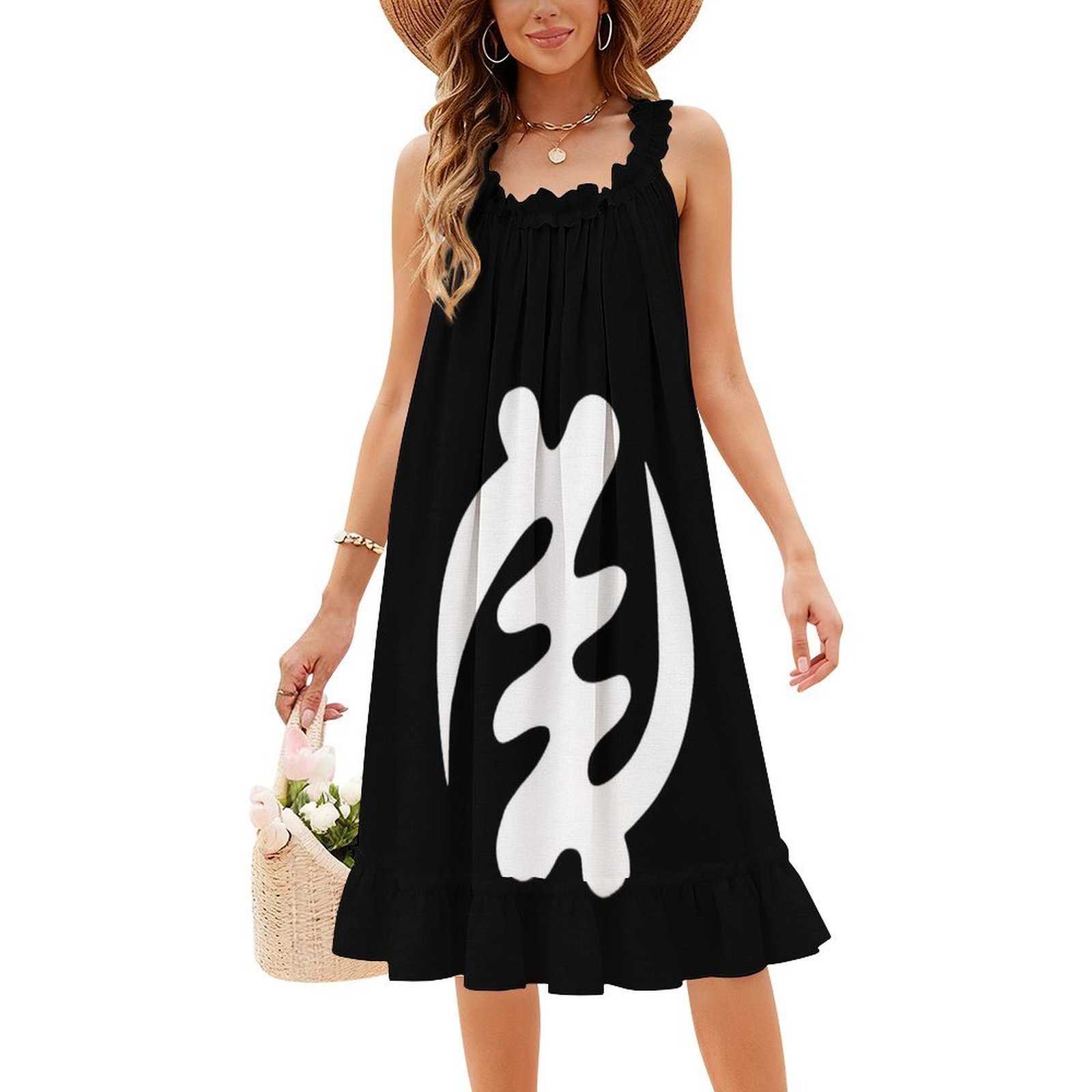 Summer Clothing Design - فستان Gye Nyame باللون الأبيض بتصميم