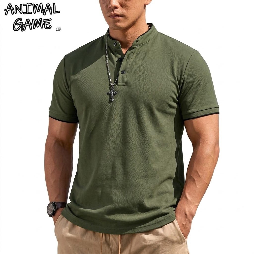 Summer Hiking Clothing - قميص هينلي صيفي بأكمام قصيرة للرجال،