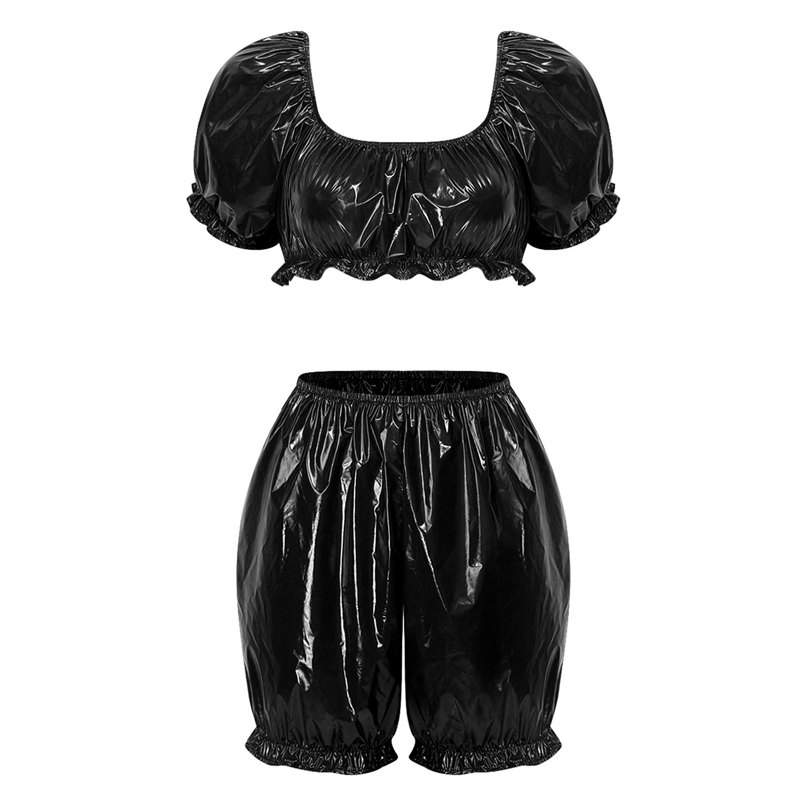 Summer Clothing Outfits - ملابس نسائية من الجلد الصناعي اللامع،