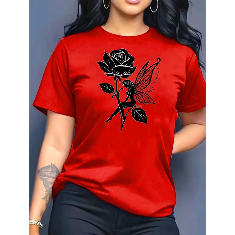 تي شيرت نسائي بطبعة فنية لفراش - مراجعة Summer Rose Clothing وسعره