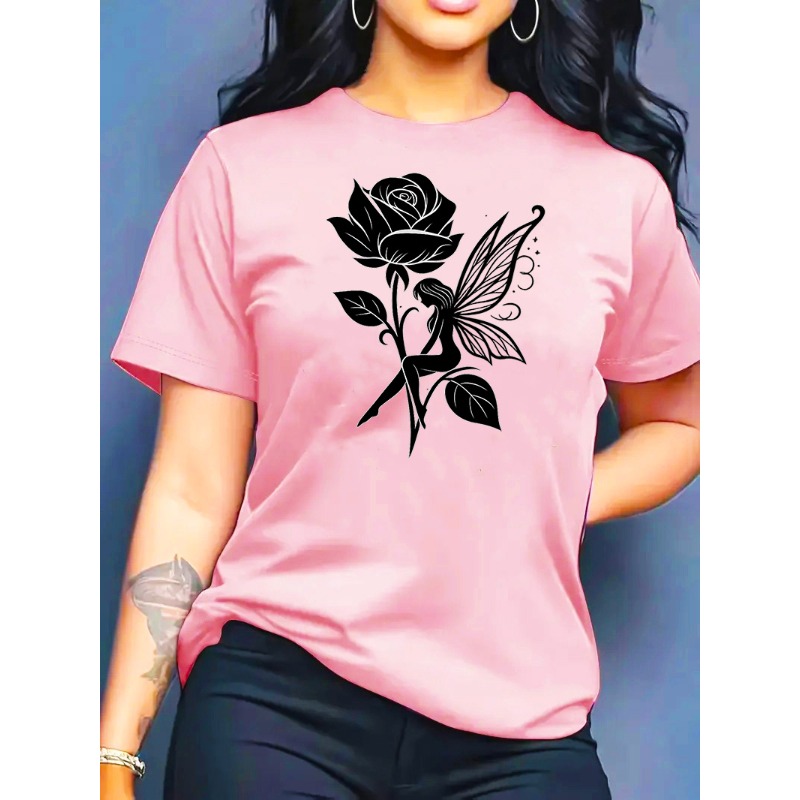 تي شيرت نسائي بطبعة فنية لفراش - مراجعة Summer Rose Clothing وسعره