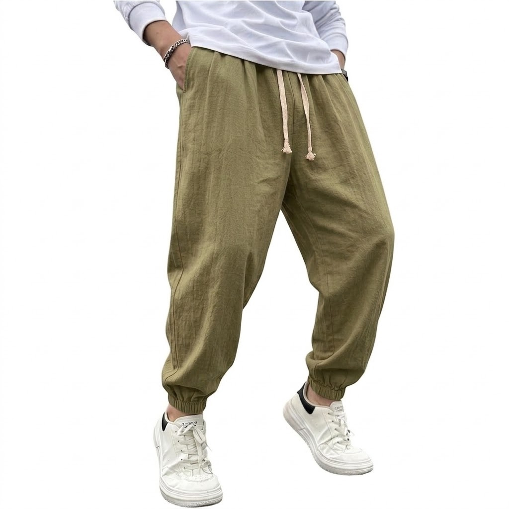 سراويل رجالية فضفاضة من القطن  - مراجعة Summer Hiking Clothing وسعره