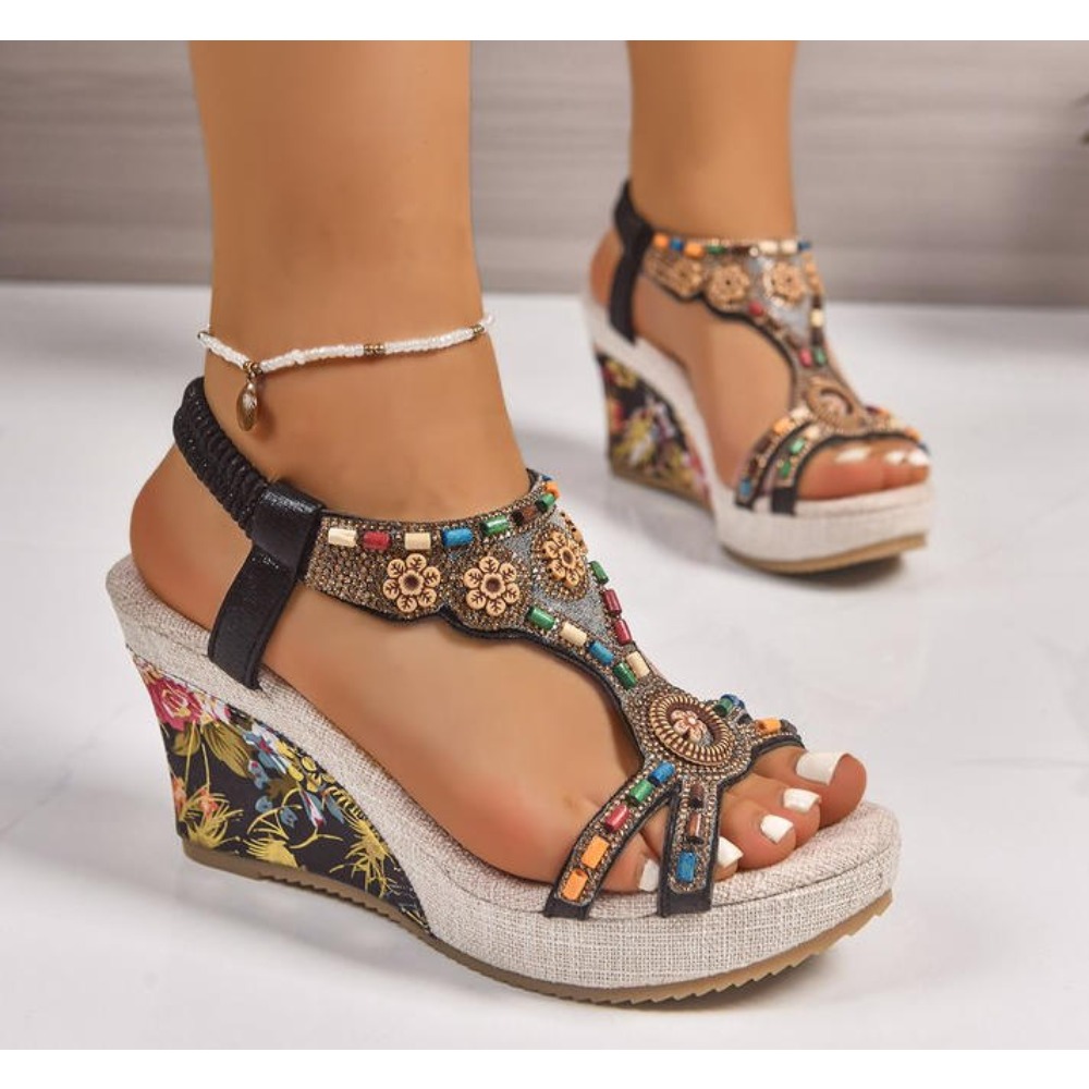 صندل نسائي جلدي صيفي أنيق بكعب - مراجعة Summer Clothing Stores وسعره