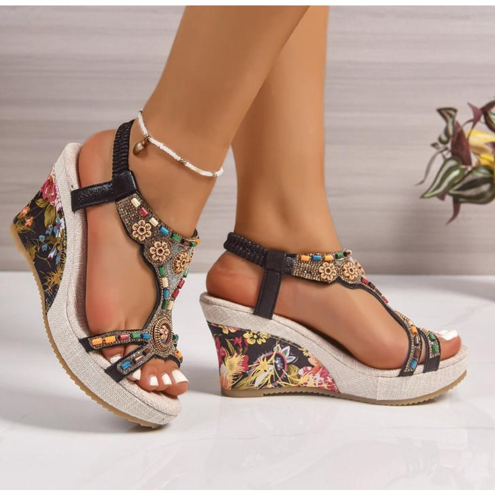 صندل نسائي جلدي صيفي أنيق بكعب - مراجعة Summer Clothing Stores وسعره