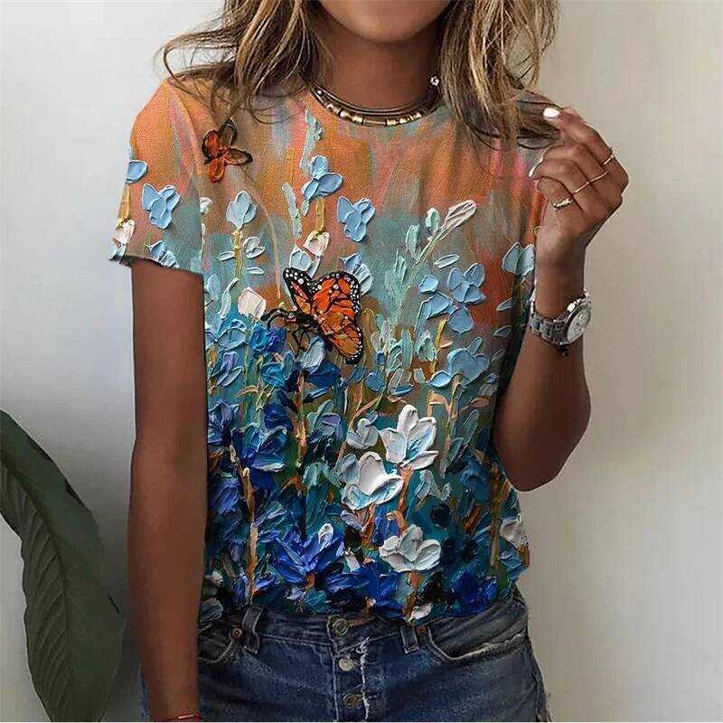 تي شيرت نسائي بطبعة زهور وردية - مراجعة Summer Rose Clothing وسعره