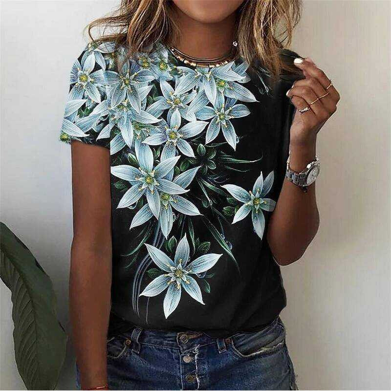 تي شيرت نسائي بطبعة زهور وردية - مراجعة Summer Rose Clothing وسعره