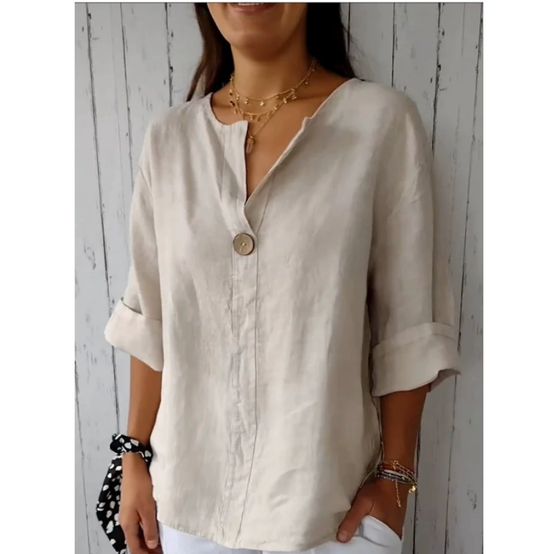 قميص نسائي فضفاض بياقة على شكل - مراجعة Summer Clothing Plus وسعره