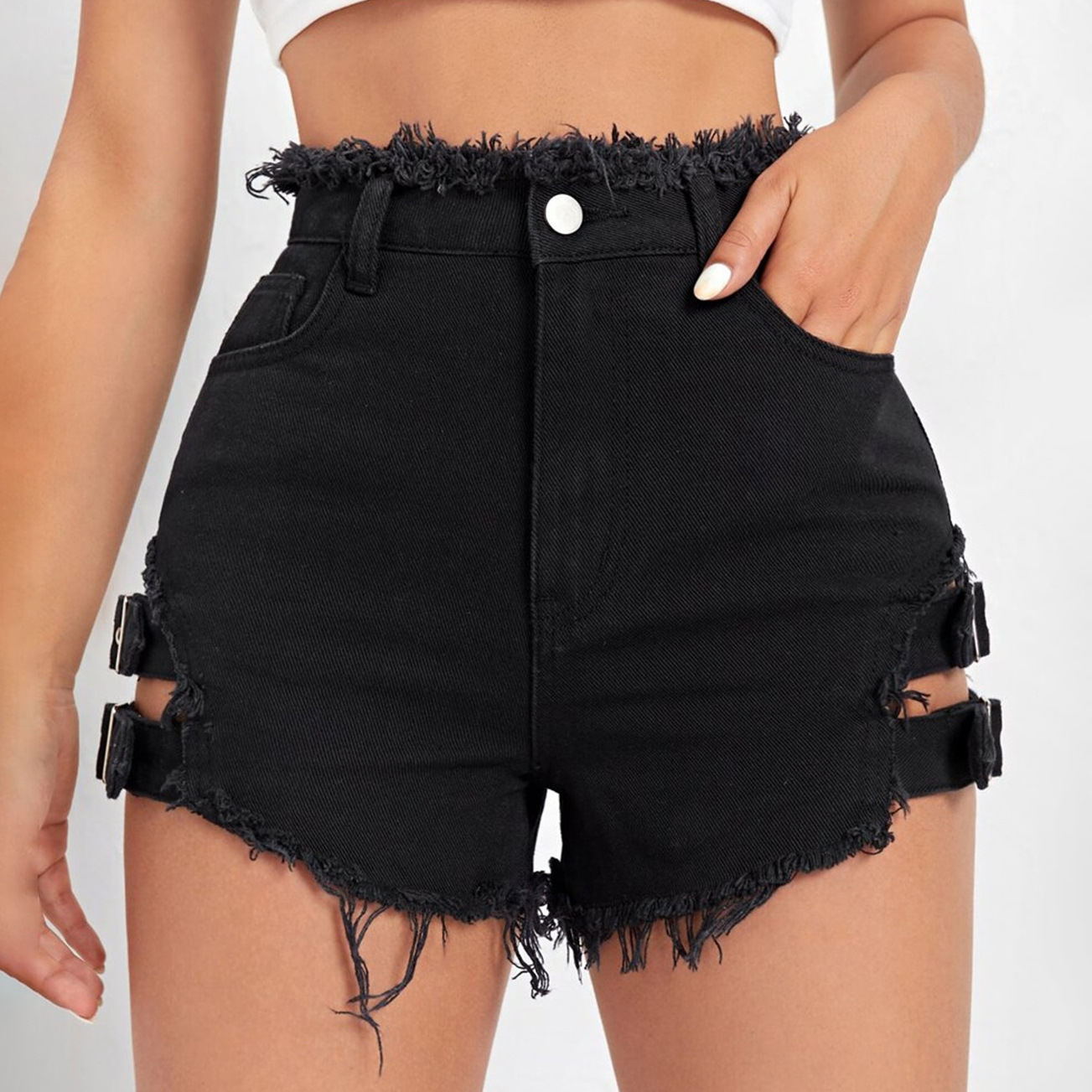 شورت جينز نسائي بخصر عالٍ، بحا - مراجعة Summer Clothing Outfits وسعره