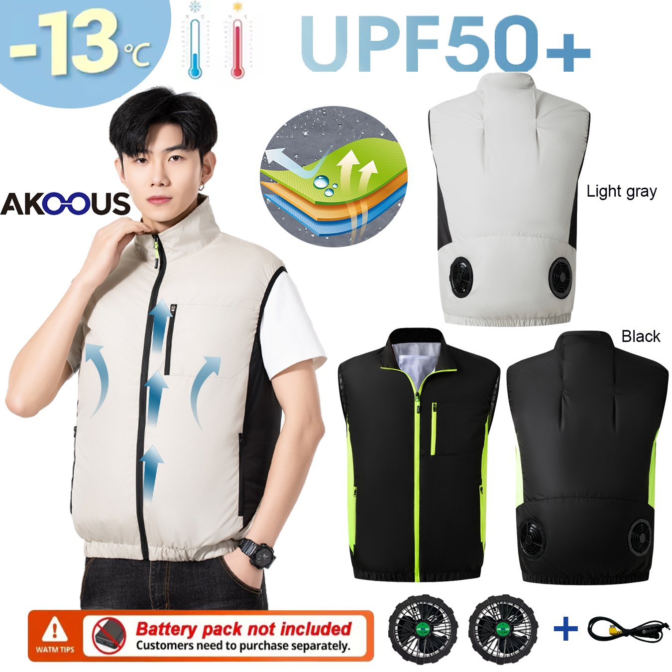 سترة تبريد بـ 4 مراوح تعمل بـ  - مراجعة Summer Hiking Clothing وسعره