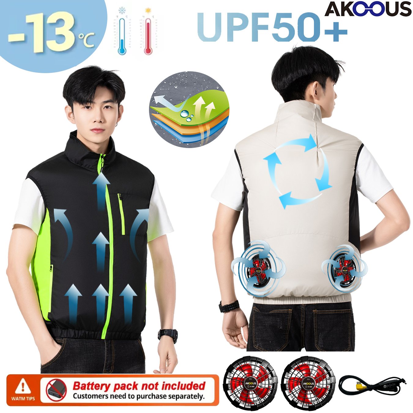 سترة تبريد بـ 4 مراوح تعمل بـ  - مراجعة Summer Hiking Clothing وسعره